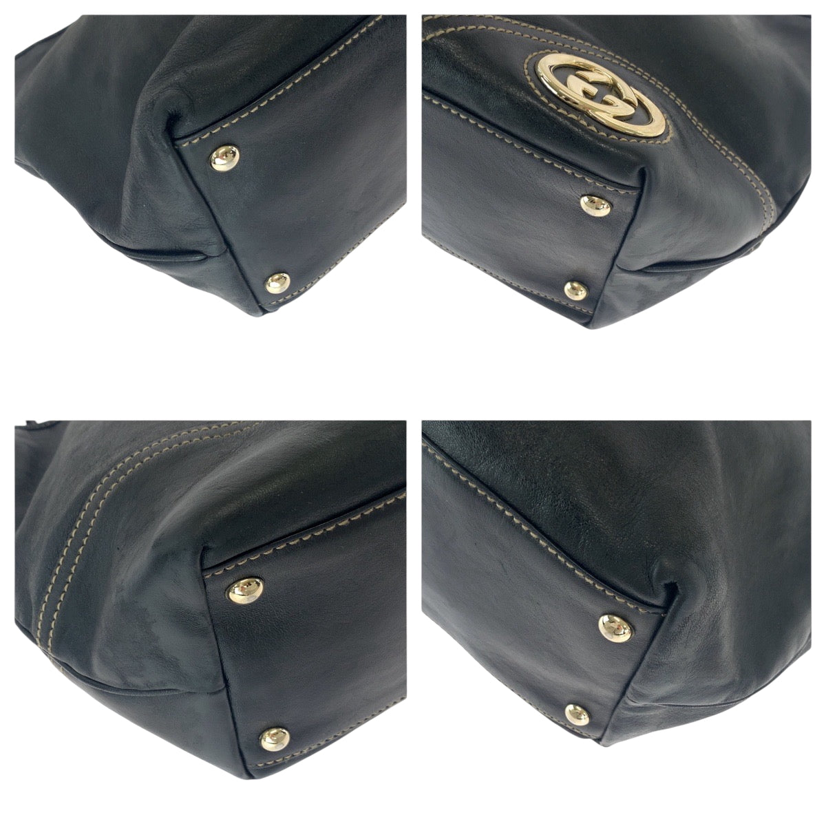 GUCCI Tote Bag 169946 leather Black GoldMetal Tote Bag Shoulder Bag Newbrit Women Used