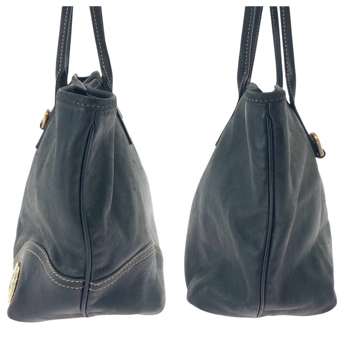 GUCCI Tote Bag 169946 leather Black GoldMetal Tote Bag Shoulder Bag Newbrit Women Used