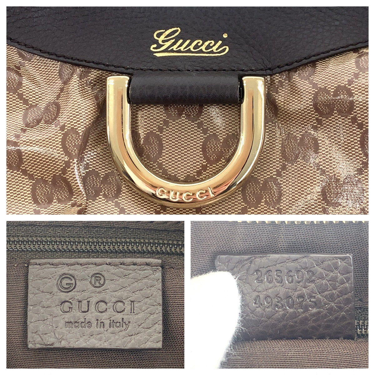 GUCCI Shoulder Bag 265692 PVC, Leather beige Abby GG Crystal Women Used
