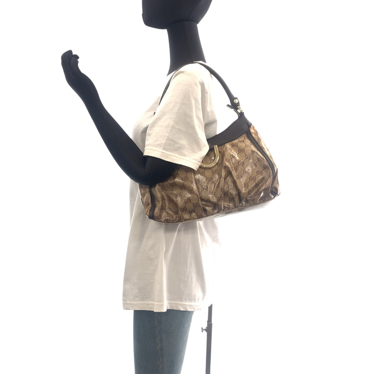 GUCCI Shoulder Bag 265692 PVC, Leather beige Abby GG Crystal Women Used