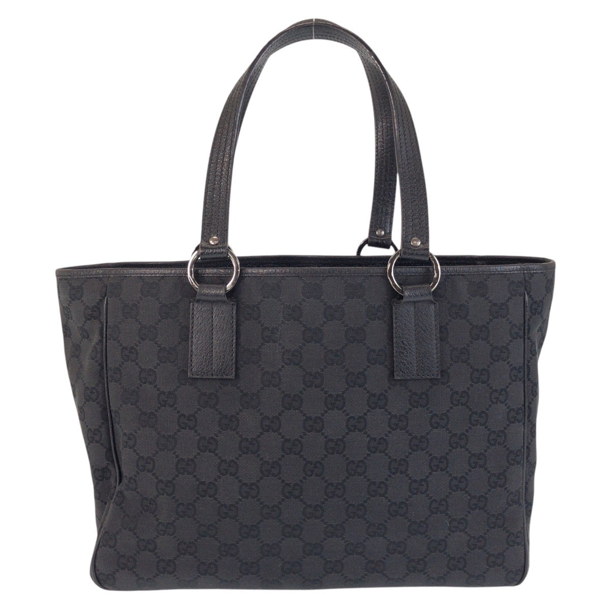GUCCI Tote Bag 113017 GG canvas, leather Black black Tote Bag Shoulder Bag Women Used