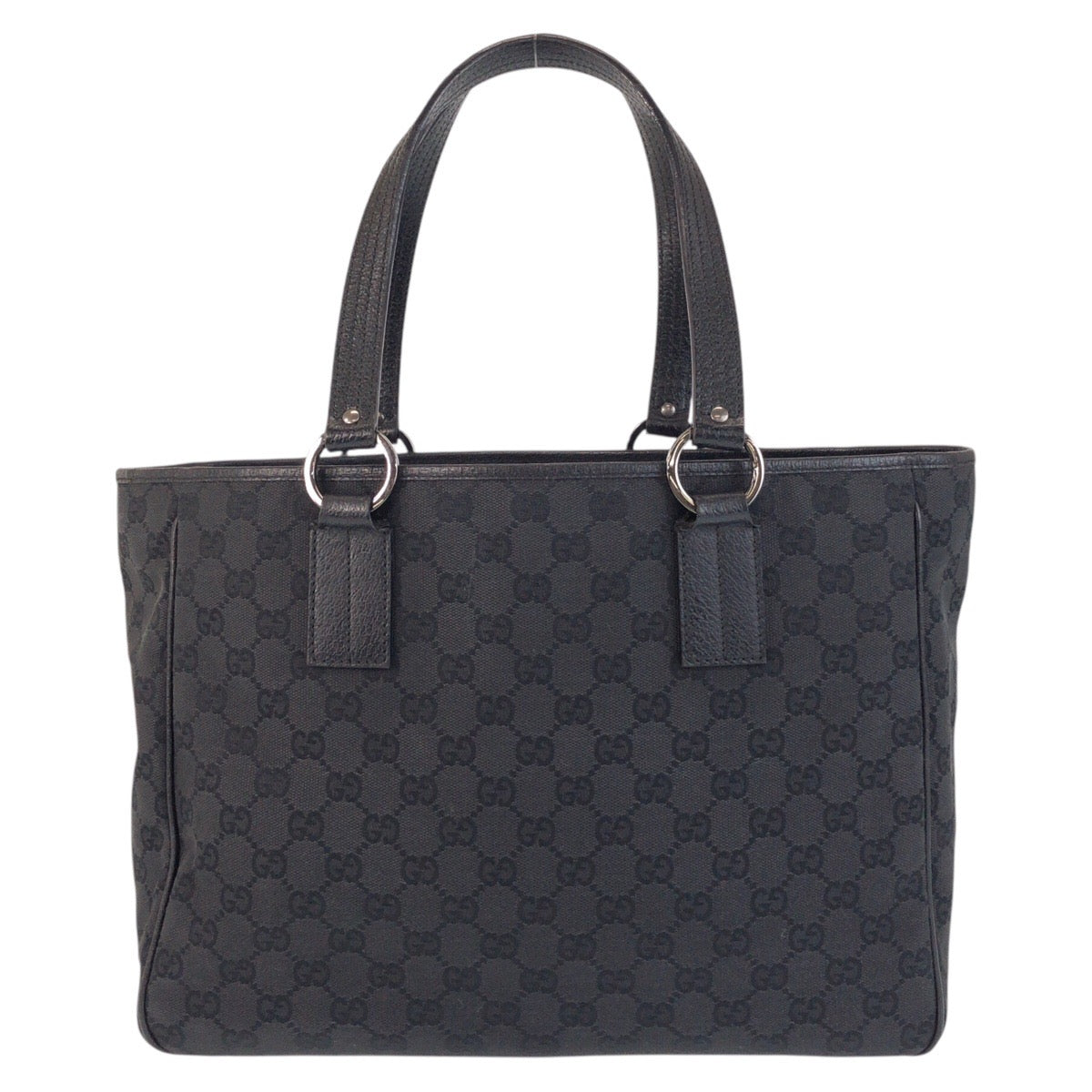 GUCCI Tote Bag 113017 GG canvas, leather Black black Tote Bag Shoulder Bag Women Used