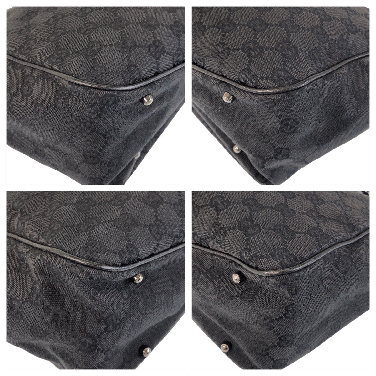 GUCCI Tote Bag 113017 GG canvas, leather Black black Tote Bag Shoulder Bag Women Used