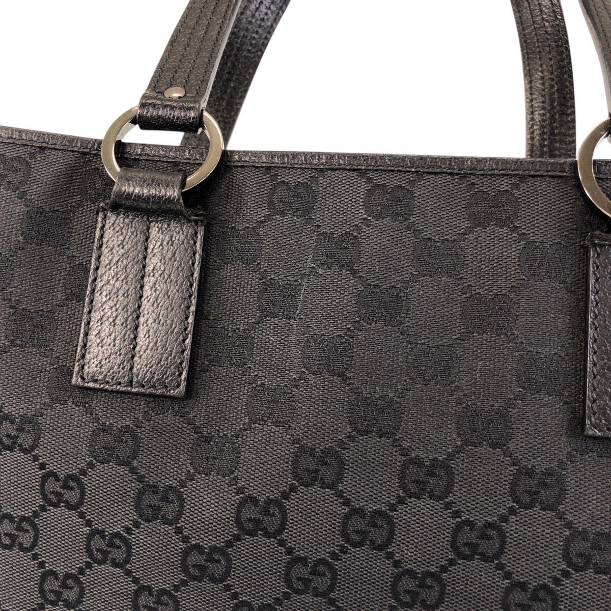 GUCCI Tote Bag 113017 GG canvas, leather Black black Tote Bag Shoulder Bag Women Used