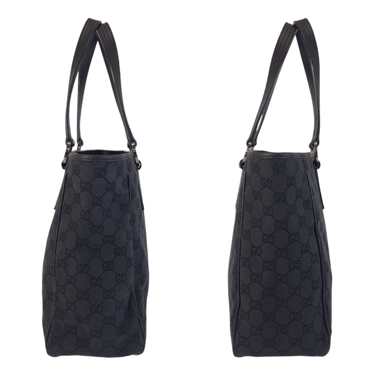 GUCCI Tote Bag 113017 GG canvas, leather Black black Tote Bag Shoulder Bag Women Used