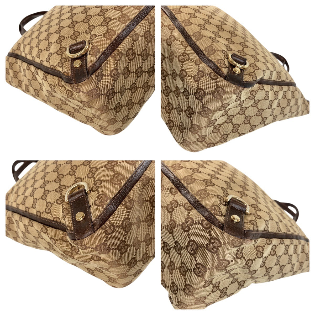 GUCCI Tote Bag 130733 GG canvas, leather Brown Gold Metal Tote Bag Shoulder Bag Abbey Women Used
