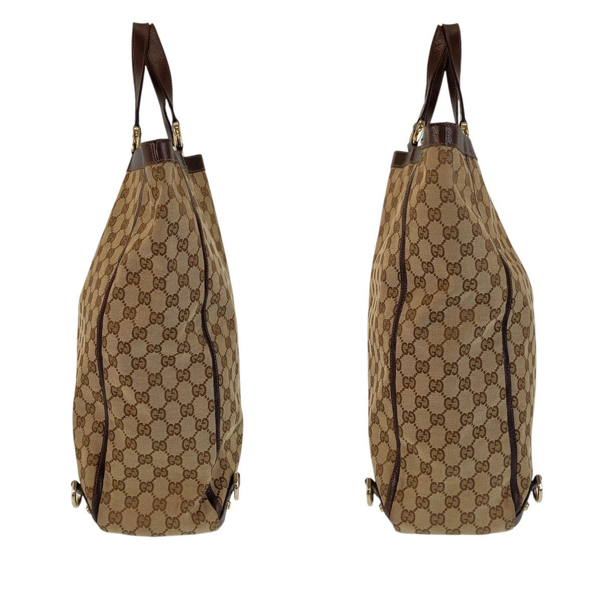 GUCCI Tote Bag 130733 GG canvas, leather Brown Gold Metal Tote Bag Shoulder Bag Abbey Women Used