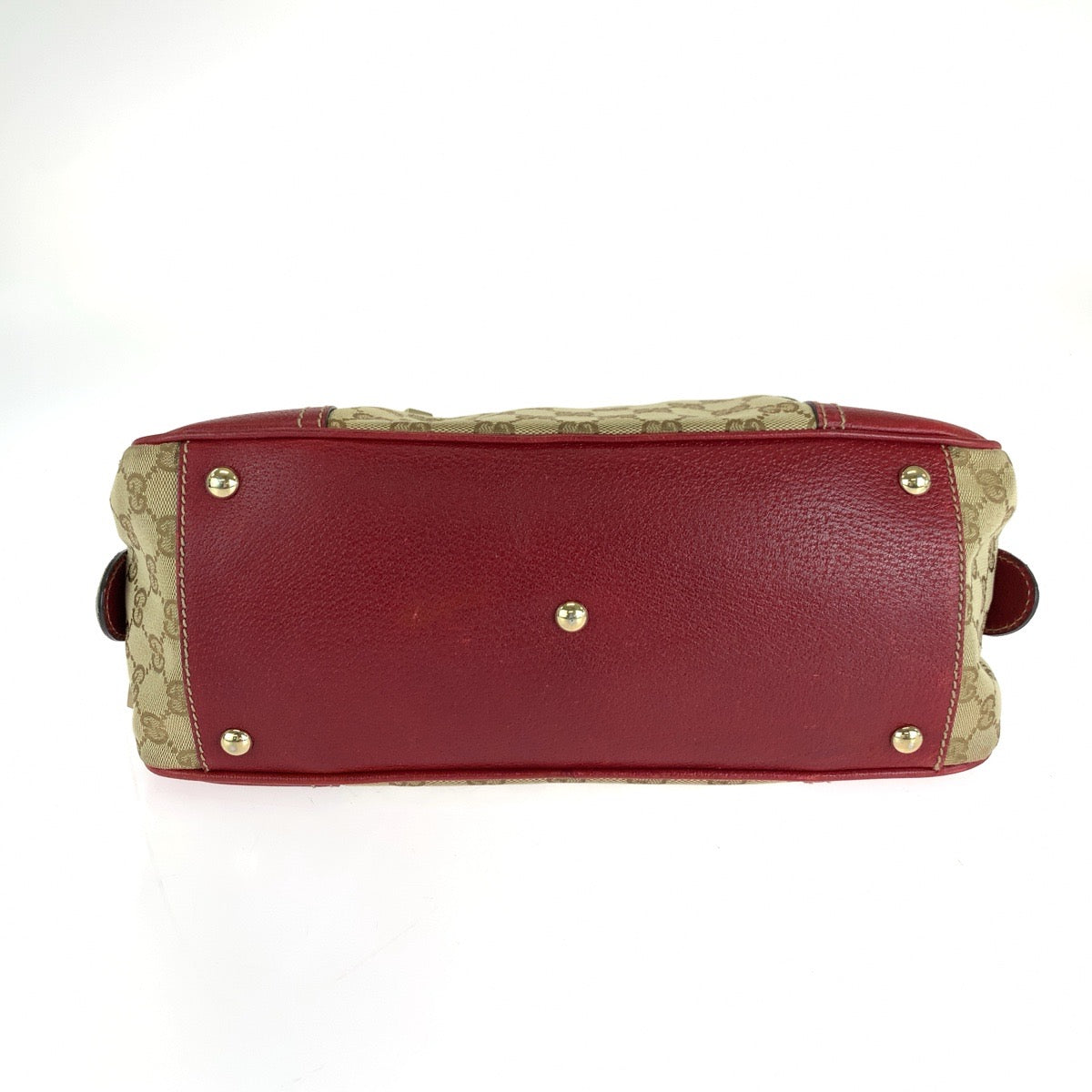 GUCCI Handbag 161720 GG canvas Beige Red Gold Metal Handbags Mini Boston Duffel bag Pretty Sherry Ribbon Women Used