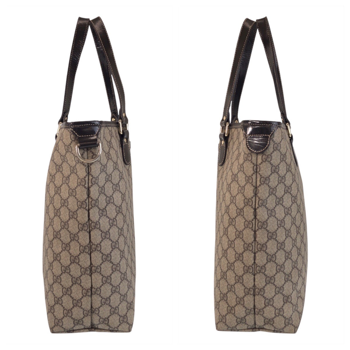 GUCCI Tote Bag 189896 GG Supreme canvas, leather Beige Brown Gold Metal Tote Bag Shoulder Bag Women Used