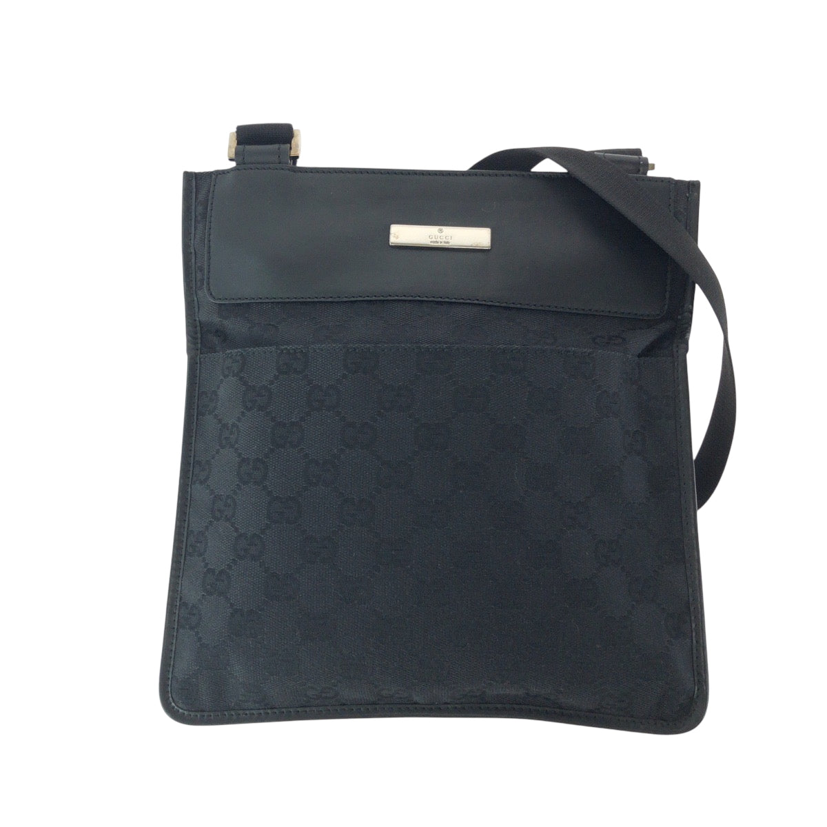GUCCI Shoulder Bag 27639 GG canvas Black SilverMetal Shoulder Bag Sacoche Women Used