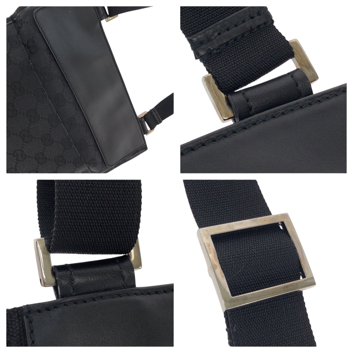 GUCCI Shoulder Bag 27639 GG canvas Black SilverMetal Shoulder Bag Sacoche Women Used