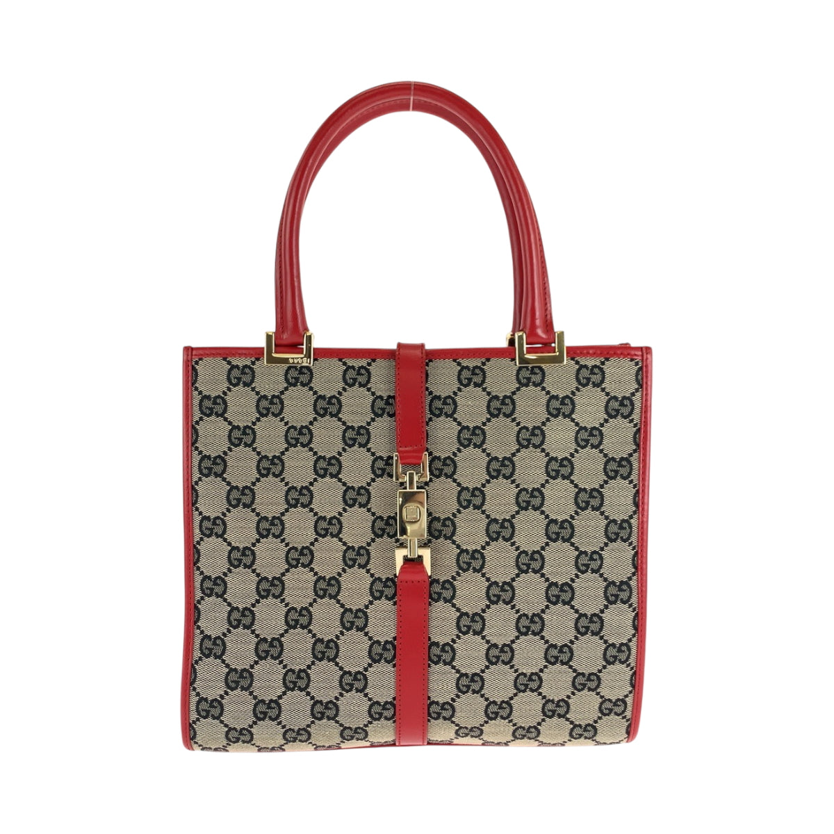 GUCCI Handbag 002 1065 GG canvas Gray Red Gold Metal Handbag Tote Bag Jackie Women Used