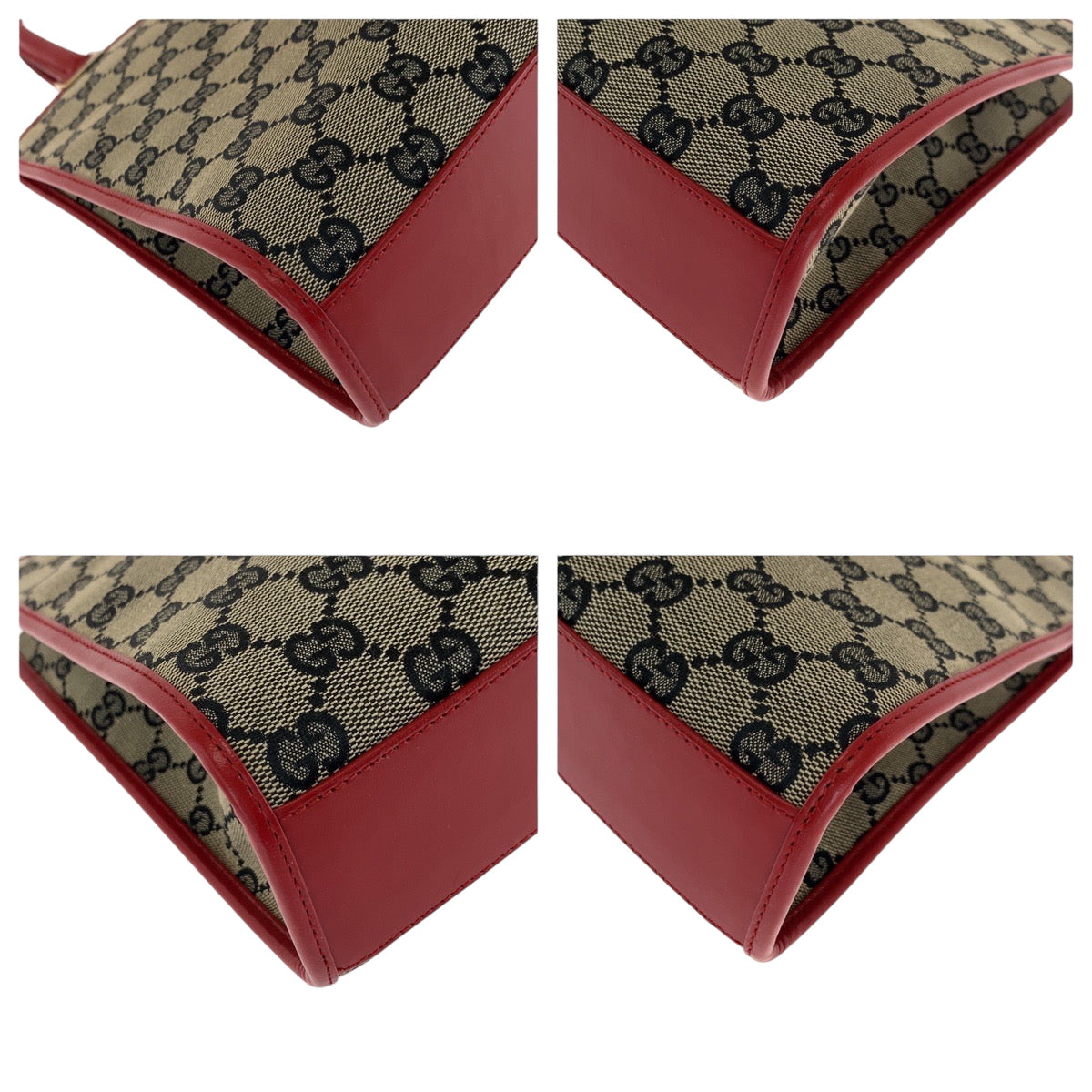 GUCCI Handbag 002 1065 GG canvas Gray Red Gold Metal Handbag Tote Bag Jackie Women Used
