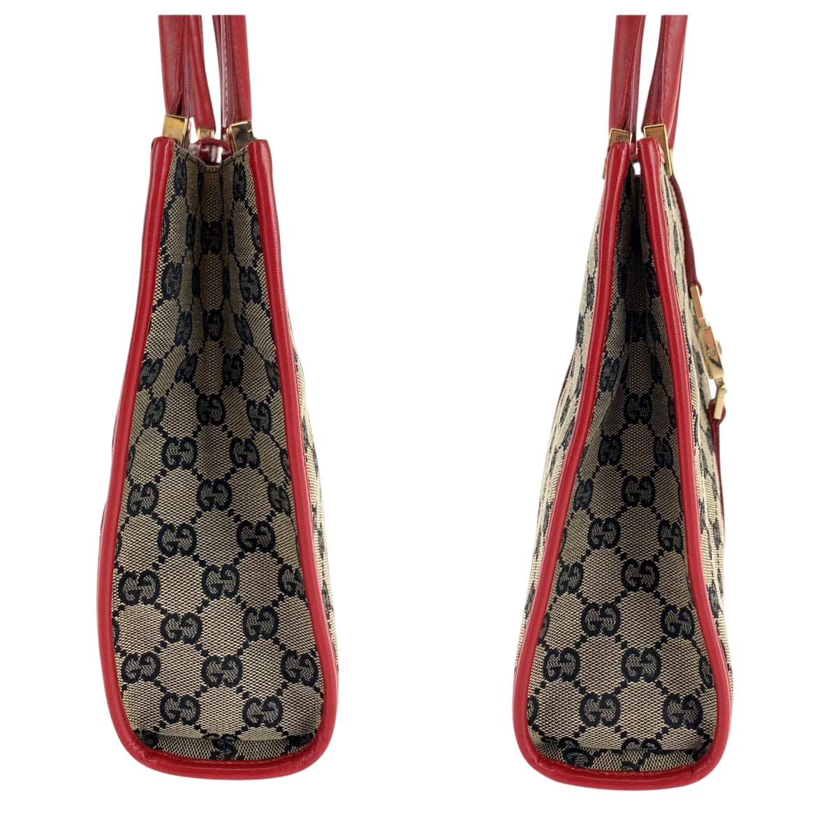 GUCCI Handbag 002 1065 GG canvas Gray Red Gold Metal Handbag Tote Bag Jackie Women Used