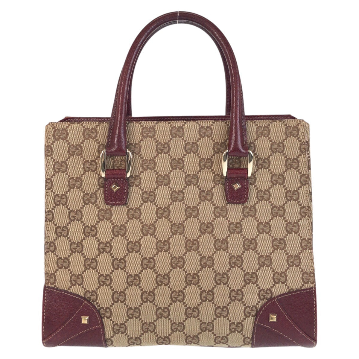GUCCI Tote Bag 120895 GG canvas, leather Beige Bordeaux Gold Metal Tote Bag handbag Women Used