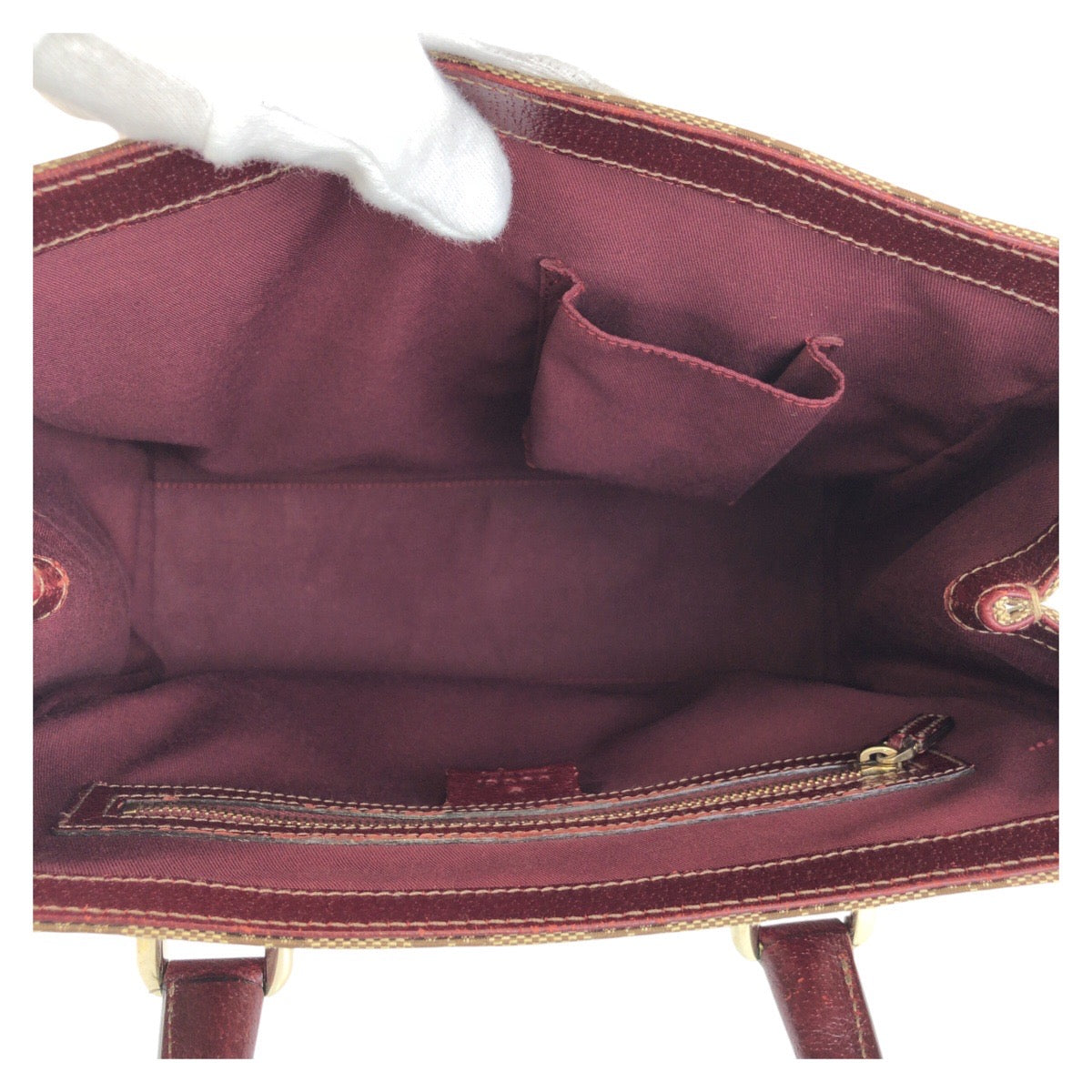 GUCCI Tote Bag 120895 GG canvas, leather Beige Bordeaux Gold Metal Tote Bag handbag Women Used