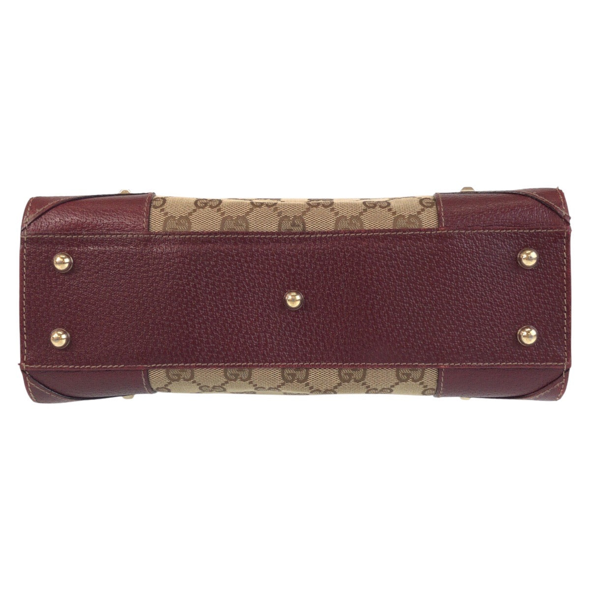 GUCCI Tote Bag 120895 GG canvas, leather Beige Bordeaux Gold Metal Tote Bag handbag Women Used