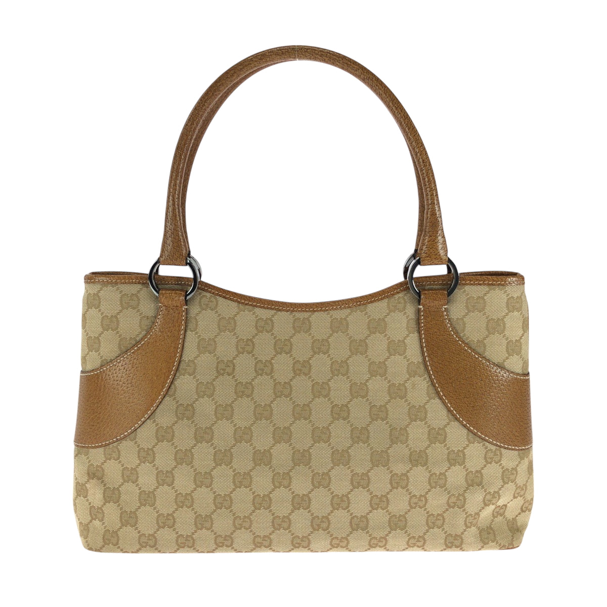 GUCCI Tote Bag 113015 GG canvas Brown Beige SilverMetal Tote Bag handbag Women Used