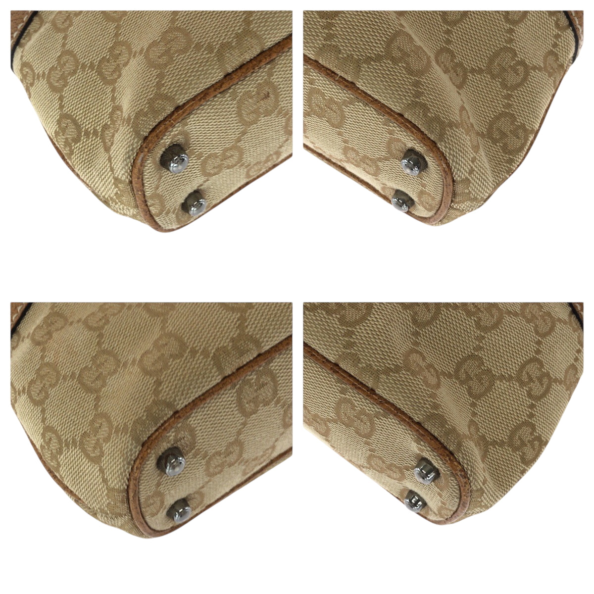 GUCCI Tote Bag 113015 GG canvas Brown Beige SilverMetal Tote Bag handbag Women Used