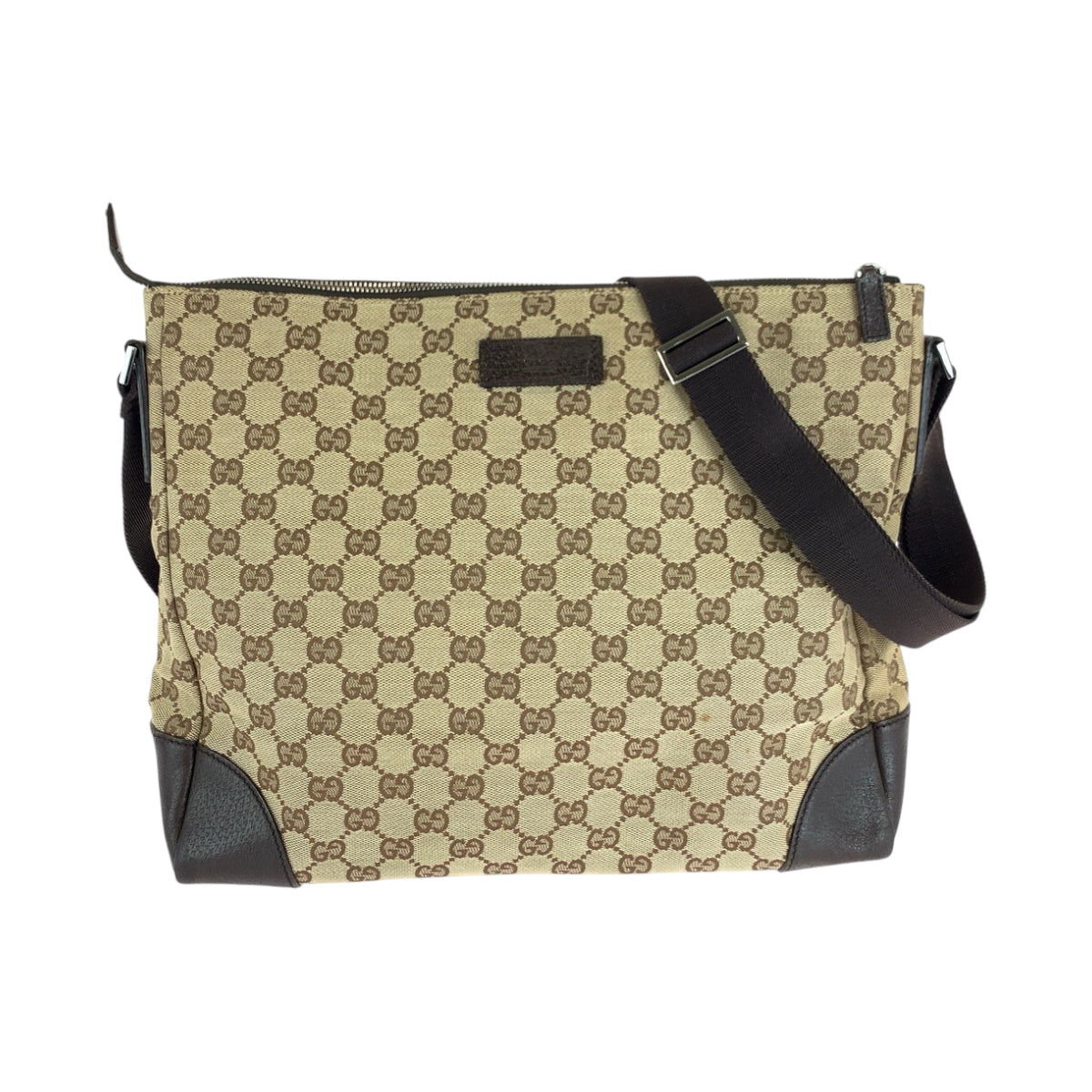 GUCCI Shoulder Bag 110054 GG canvas Beige Brown SilverMetal Shoulder Bag Messenger bag Women Used