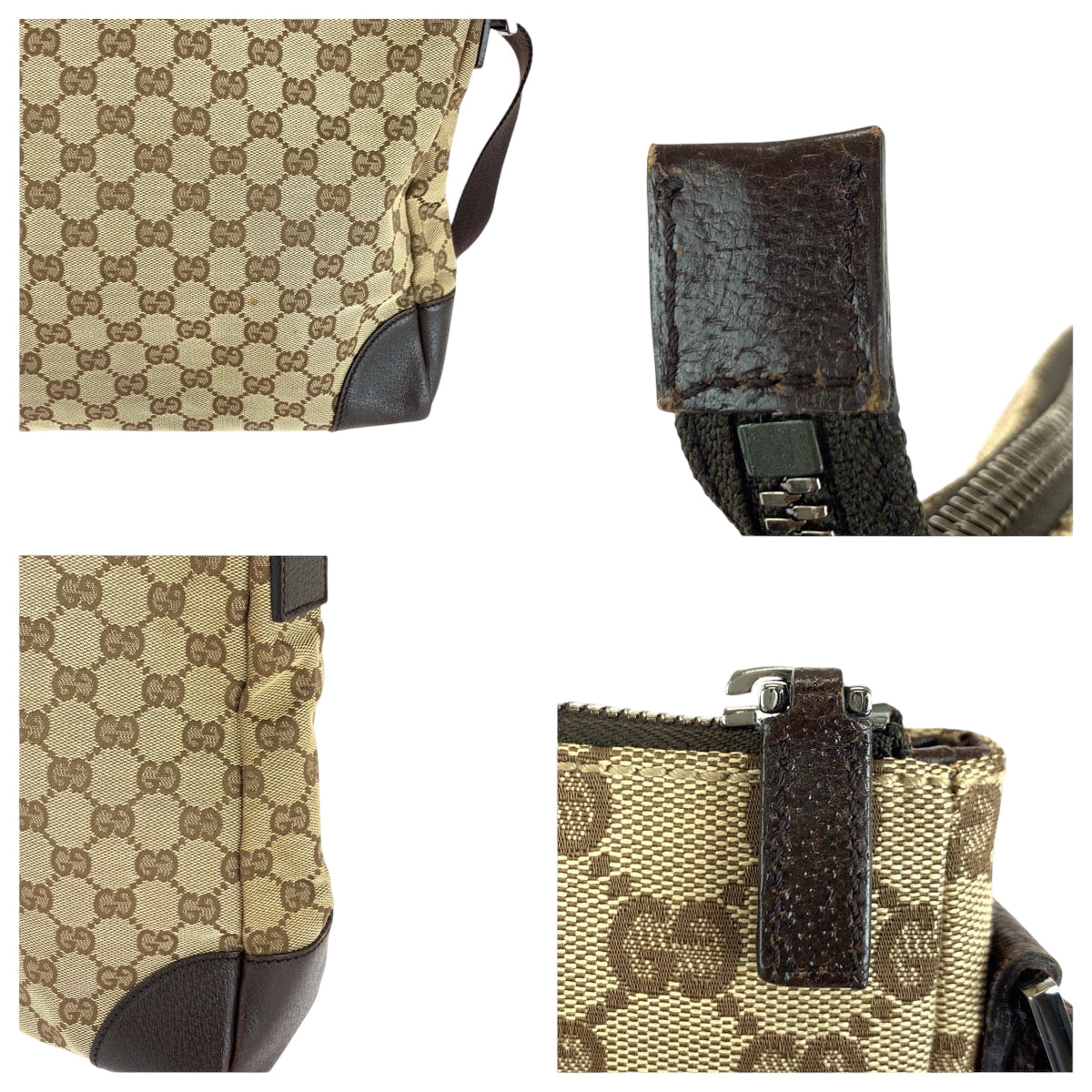 GUCCI Shoulder Bag 110054 GG canvas Beige Brown SilverMetal Shoulder Bag Messenger bag Women Used