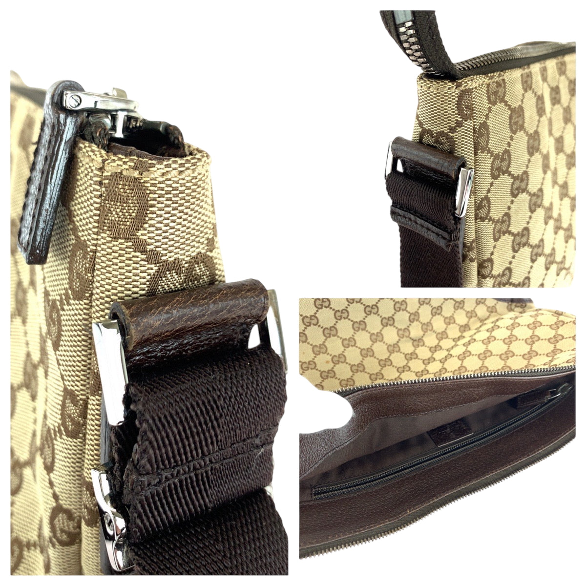 GUCCI Shoulder Bag 110054 GG canvas Beige Brown SilverMetal Shoulder Bag Messenger bag Women Used