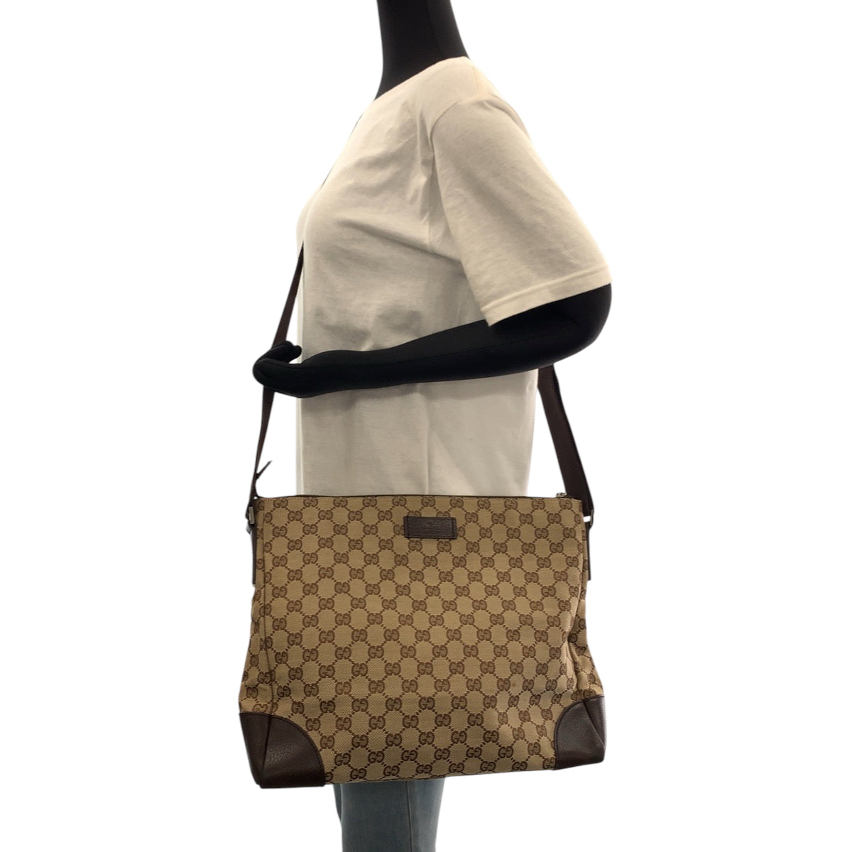 GUCCI Shoulder Bag 110054 GG canvas Beige Brown SilverMetal Shoulder Bag Messenger bag Women Used