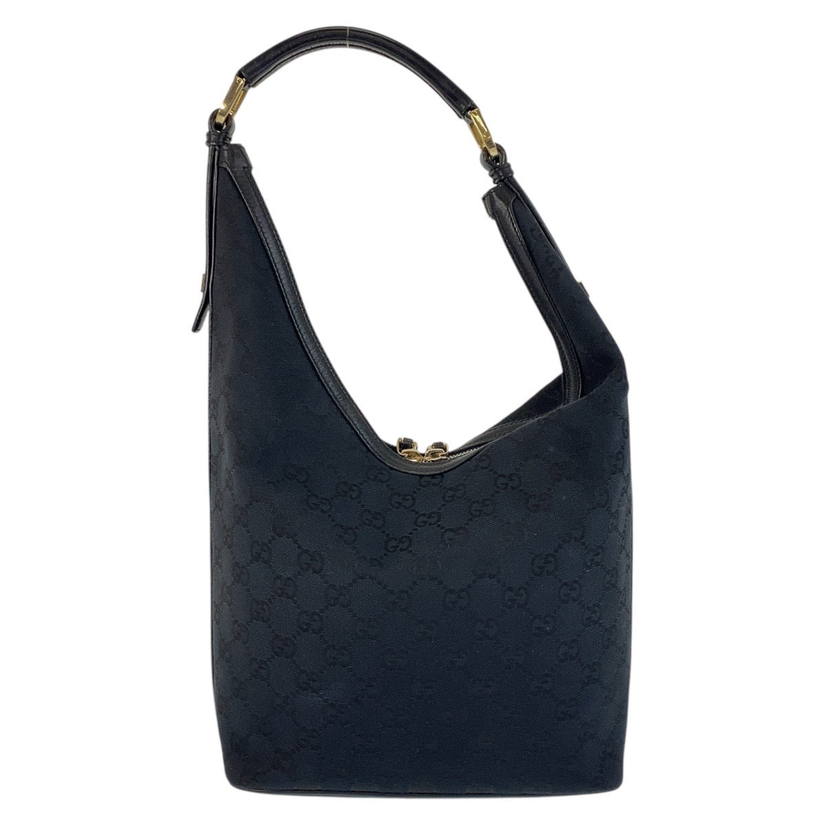 GUCCI Shoulder Bag 001 4288 GG canvas, leather Black GoldMetal Women Used