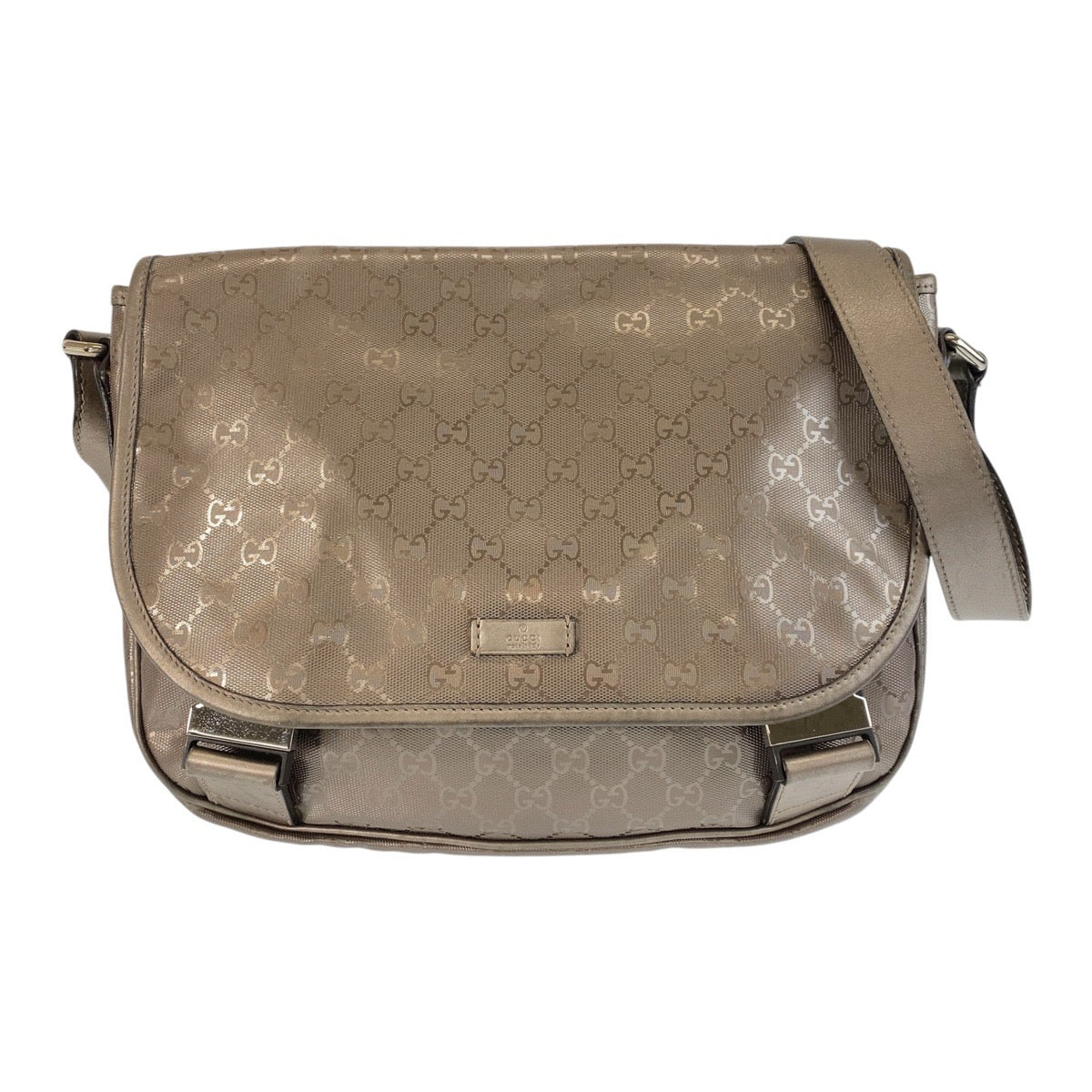 GUCCI Shoulder Bag 201732 PVC Metallic Brown SilverMetal Shoulder Bag Messenger bag GG implementation Women Used