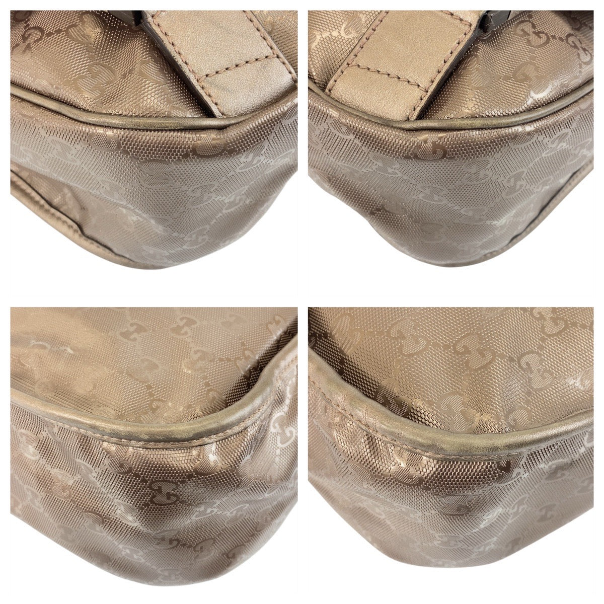 GUCCI Shoulder Bag 201732 PVC Metallic Brown SilverMetal Shoulder Bag Messenger bag GG implementation Women Used