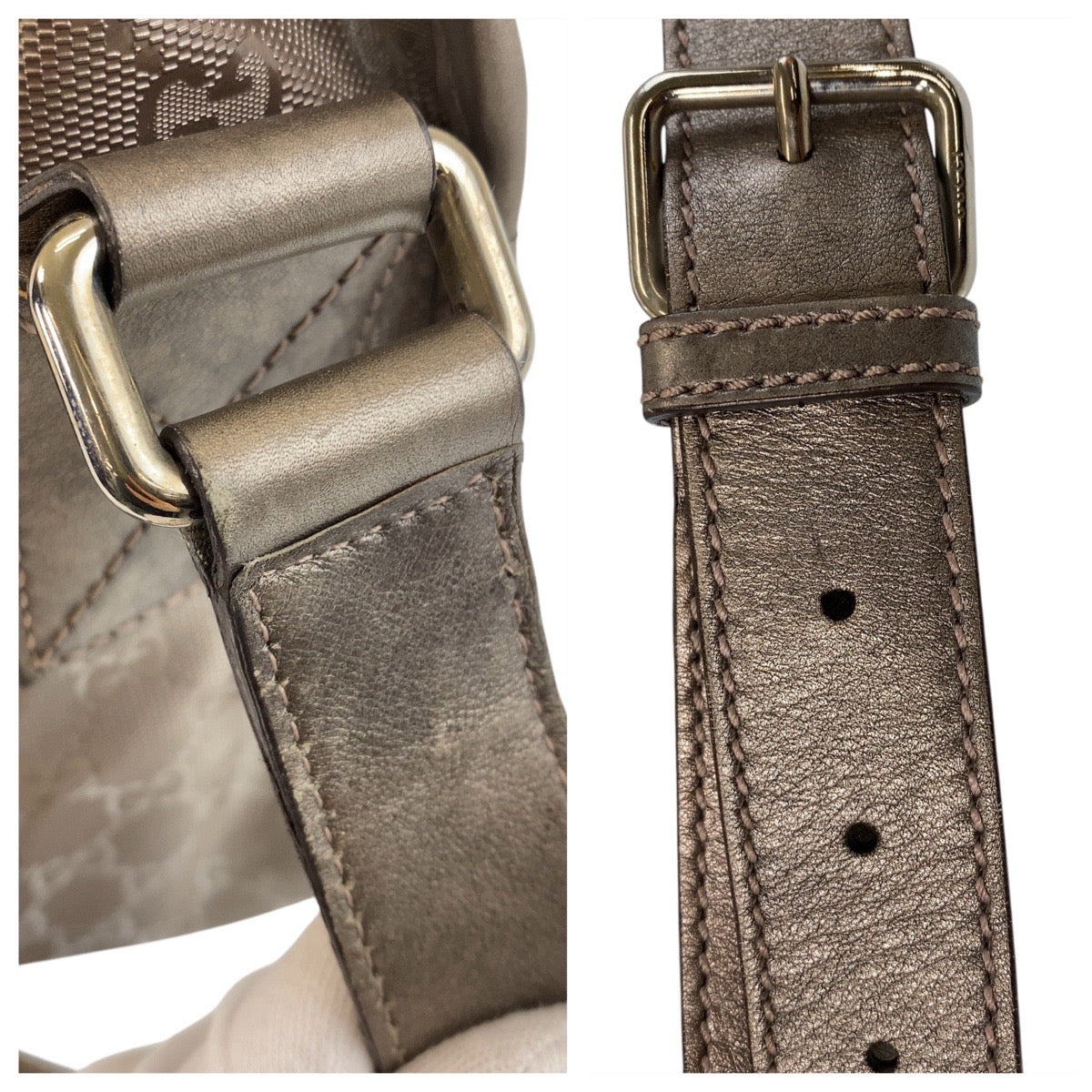 GUCCI Shoulder Bag 201732 PVC Metallic Brown SilverMetal Shoulder Bag Messenger bag GG implementation Women Used