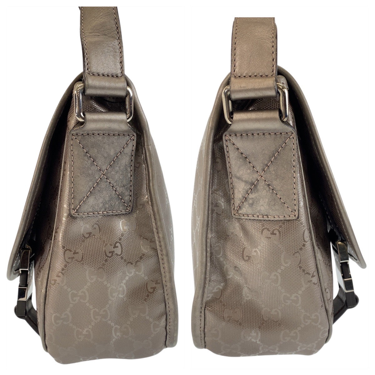 GUCCI Shoulder Bag 201732 PVC Metallic Brown SilverMetal Shoulder Bag Messenger bag GG implementation Women Used