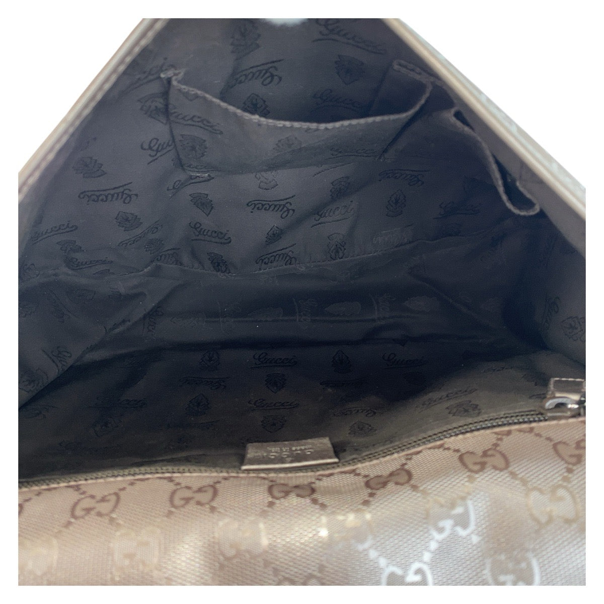 GUCCI Shoulder Bag 201732 PVC Metallic Brown SilverMetal Shoulder Bag Messenger bag GG implementation Women Used