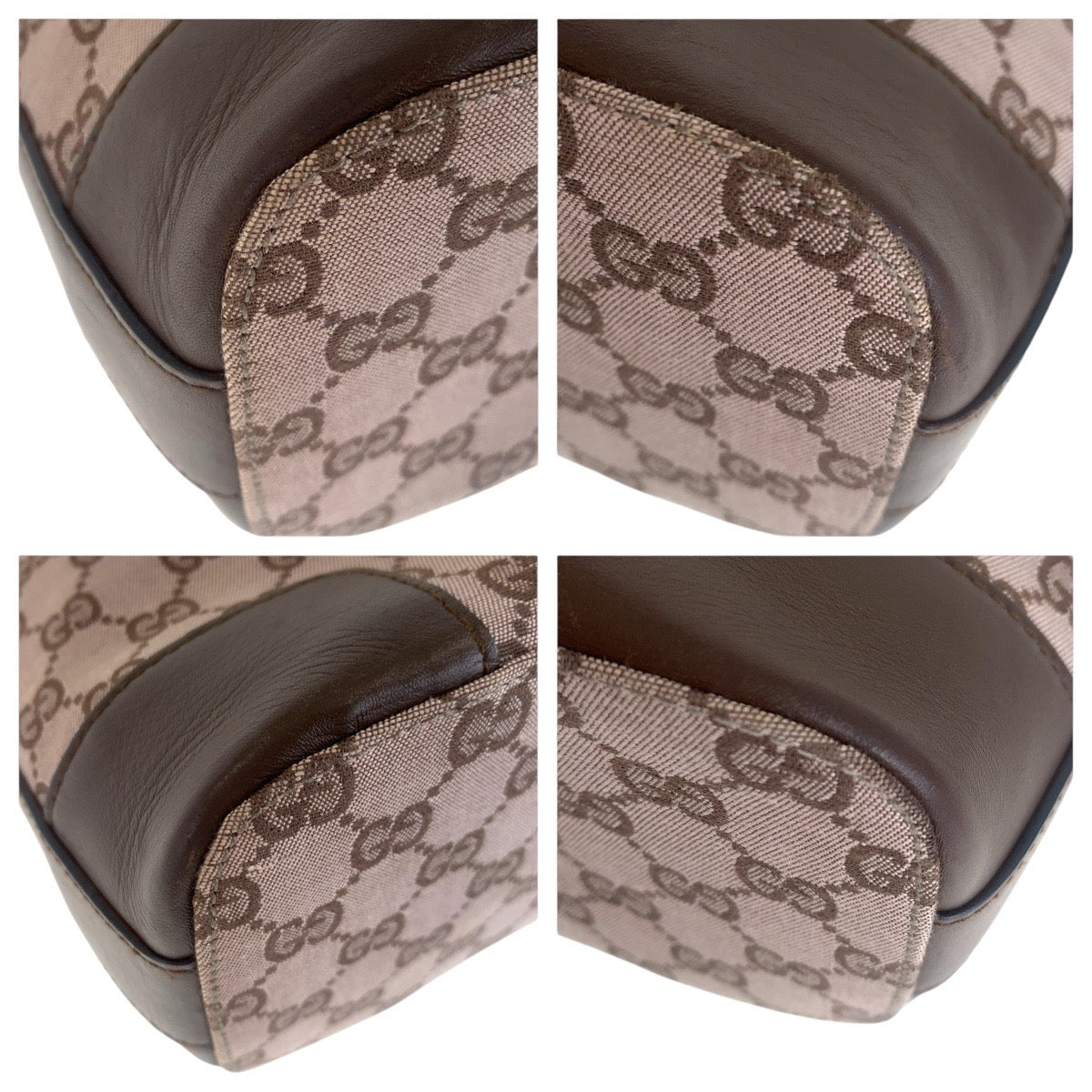 GUCCI Shoulder Bag 001 4204 GG canvas, leather Brown Pink Beige Gold Metal Women Used