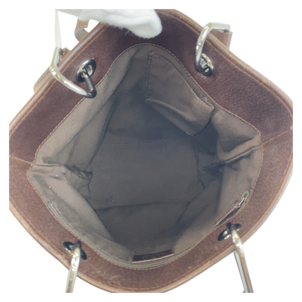 GUCCI Tote Bag 120840 GG canvas, leather Beige Brown SilverMetal Tote Bag Shoulder Bag Women Used