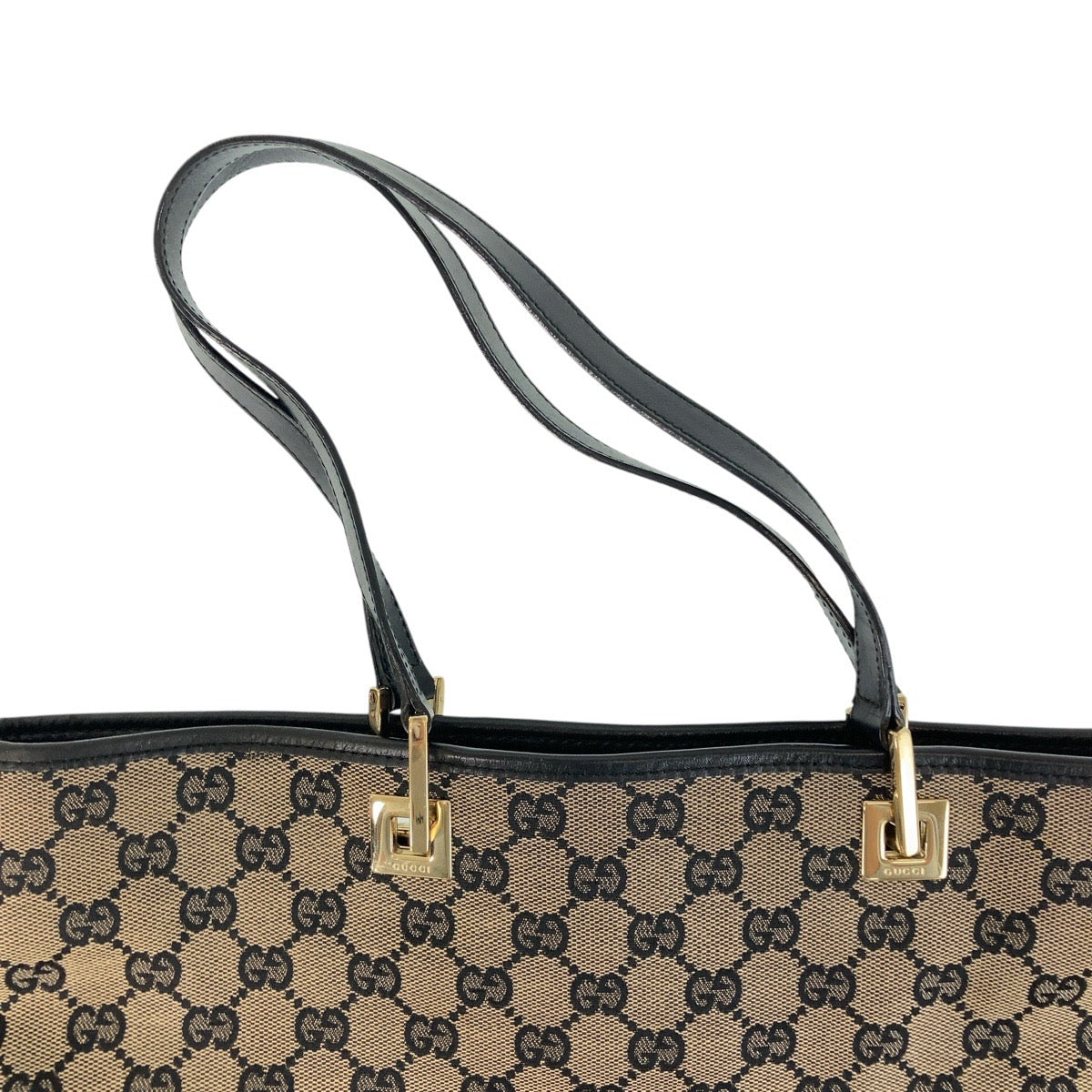 GUCCI Tote Bag 002 1098 GG canvas, leather Black GoldMetal Tote Bag Shoulder Bag Women Used
