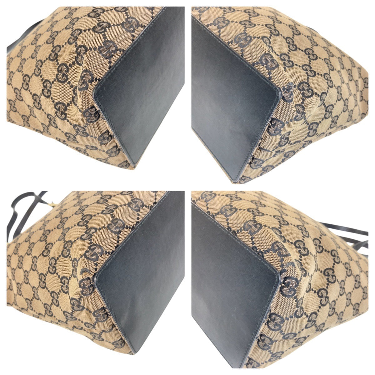 GUCCI Tote Bag 002 1098 GG canvas, leather Black GoldMetal Tote Bag Shoulder Bag Women Used