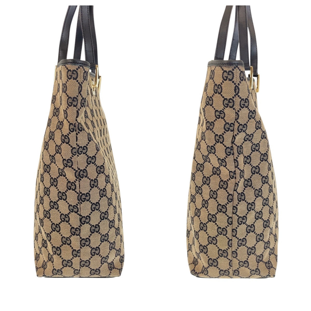 GUCCI Tote Bag 002 1098 GG canvas, leather Black GoldMetal Tote Bag Shoulder Bag Women Used