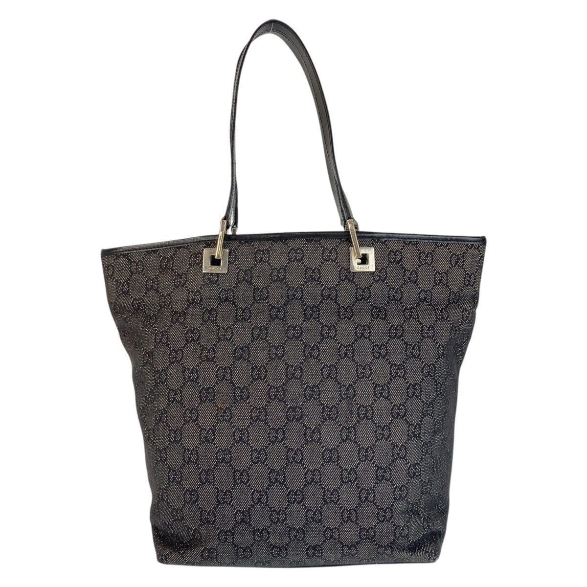 GUCCI Tote Bag 31243 GG canvas, leather Black SilverMetal Tote Bag Shoulder Bag Women Used