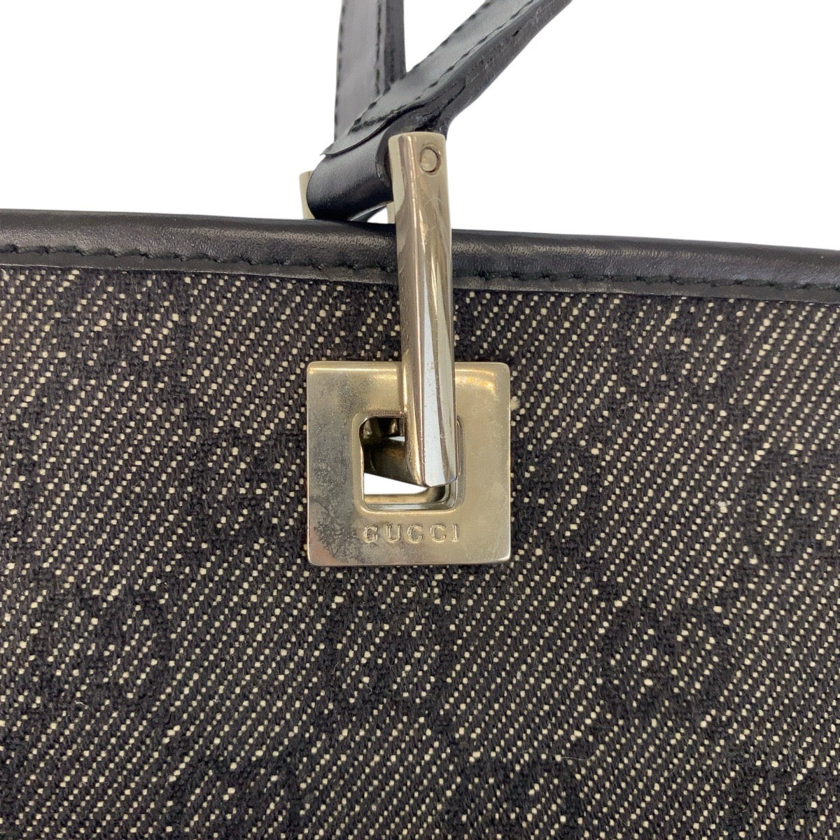 GUCCI Tote Bag 31243 GG canvas, leather Black SilverMetal Tote Bag Shoulder Bag Women Used