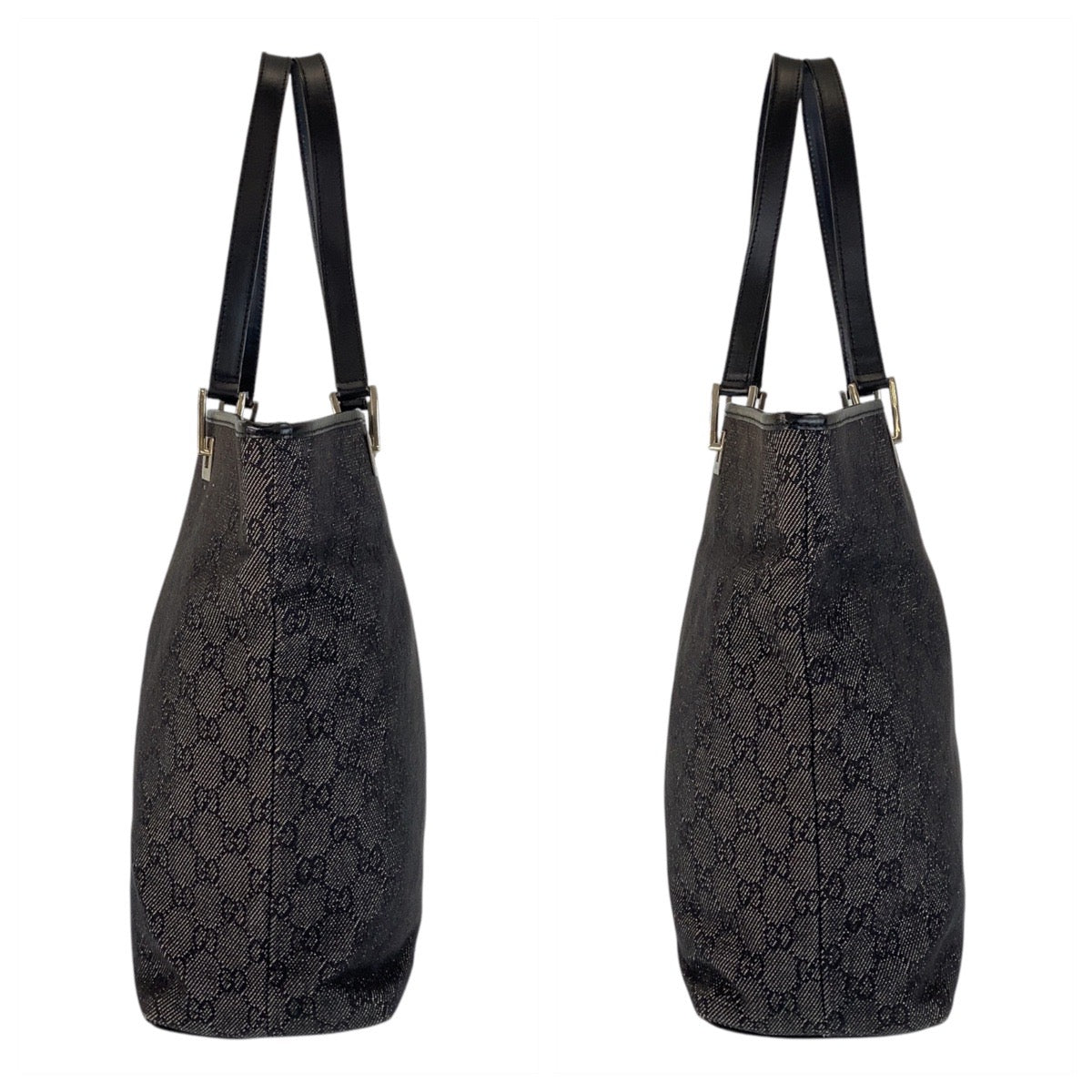 GUCCI Tote Bag 31243 GG canvas, leather Black SilverMetal Tote Bag Shoulder Bag Women Used