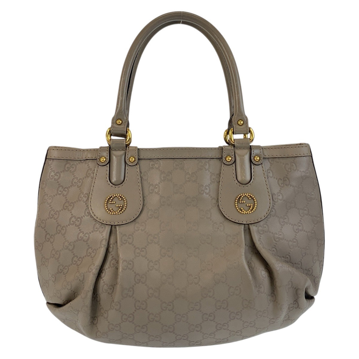 GUCCI Tote Bag 269953 leather Greige Gold Metal Tote Bag Shoulder Bag Scarlet Guccissima Women Used
