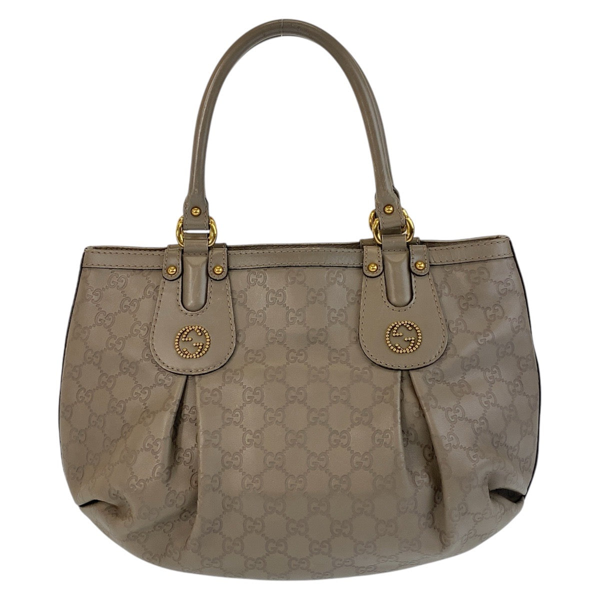 GUCCI Tote Bag 269953 leather Greige Gold Metal Tote Bag Shoulder Bag Scarlet Guccissima Women Used