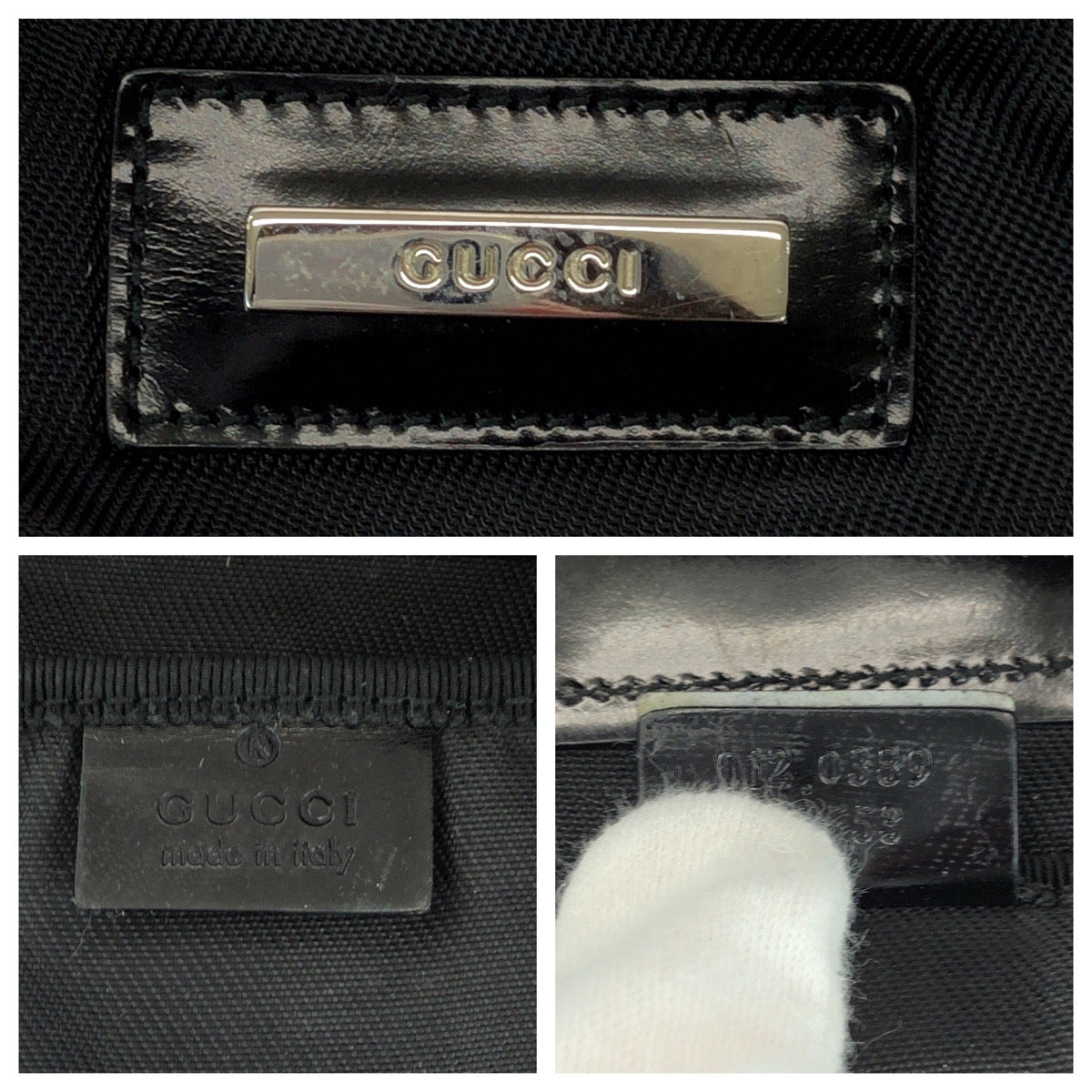 GUCCI Boston Duffel bag 012 0389 Nylon Black SilverMetal Boston Duffel bag Handbag Women Used
