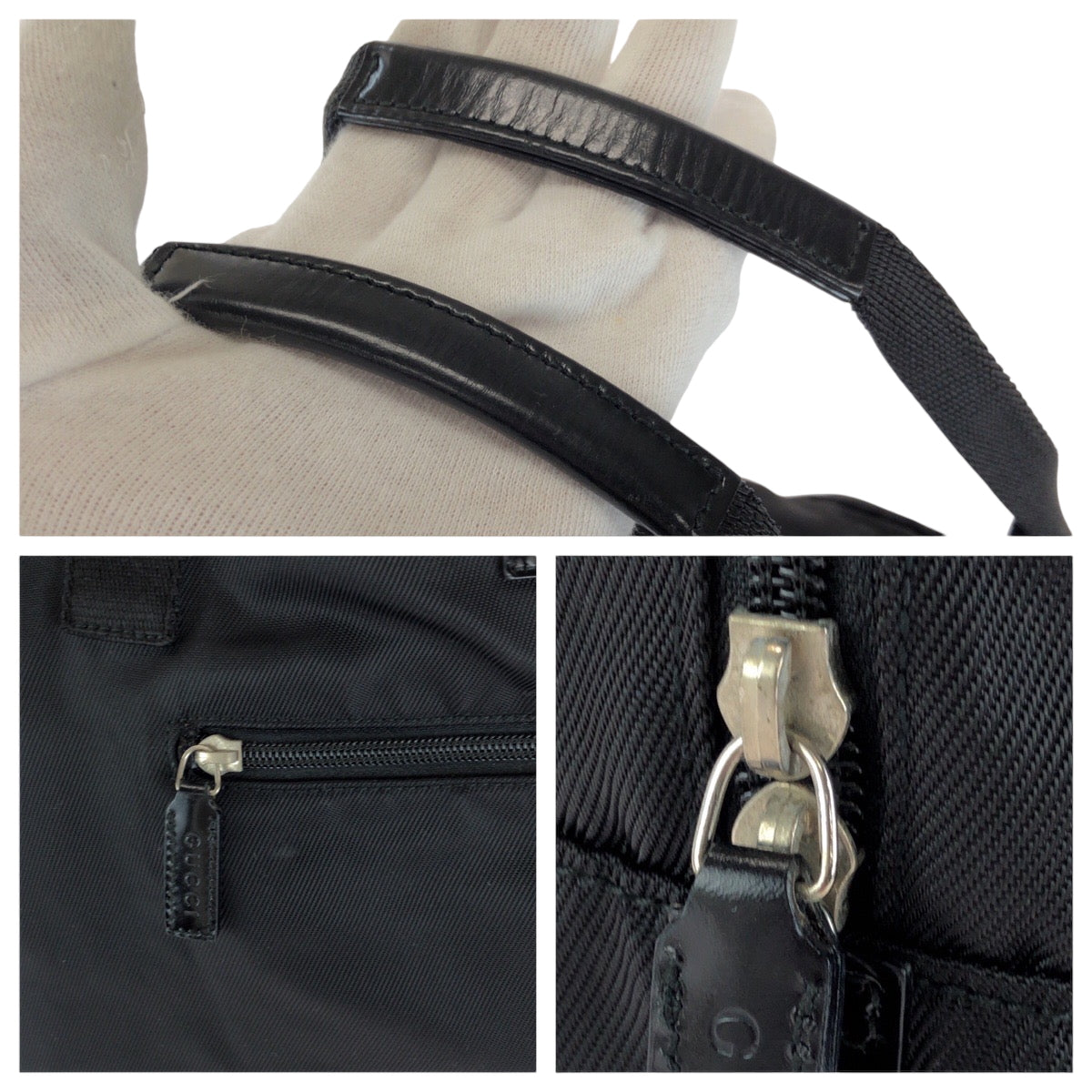 GUCCI Boston Duffel bag 012 0389 Nylon Black SilverMetal Boston Duffel bag Handbag Women Used