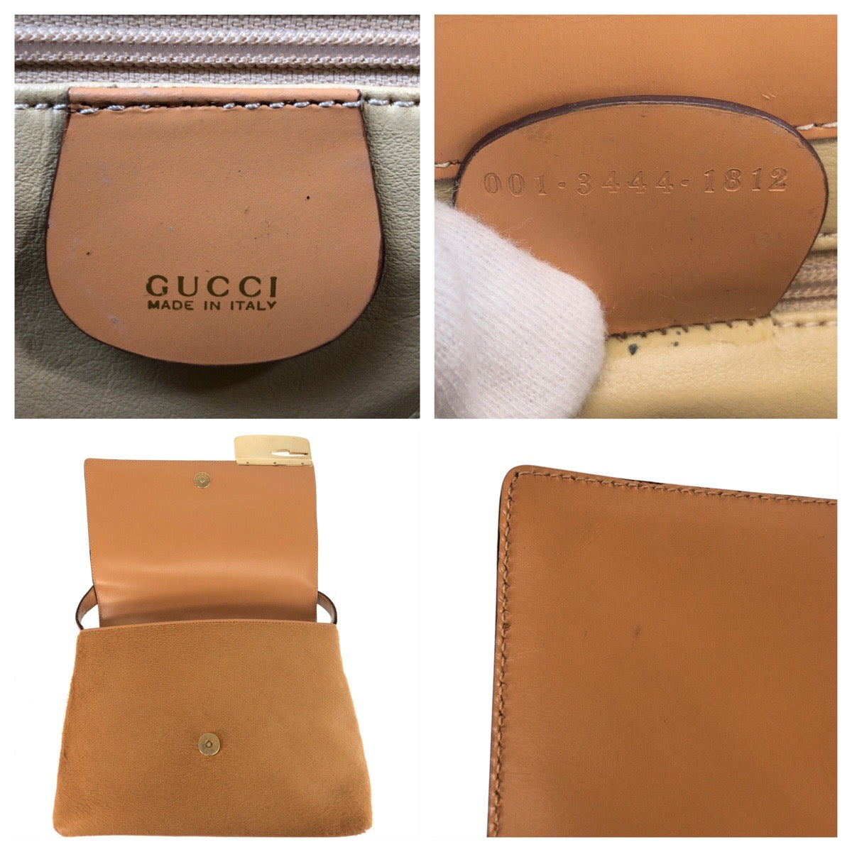 GUCCI Shoulder Bag 001 3444 1812 Harako Camel Gold Metal Women Used