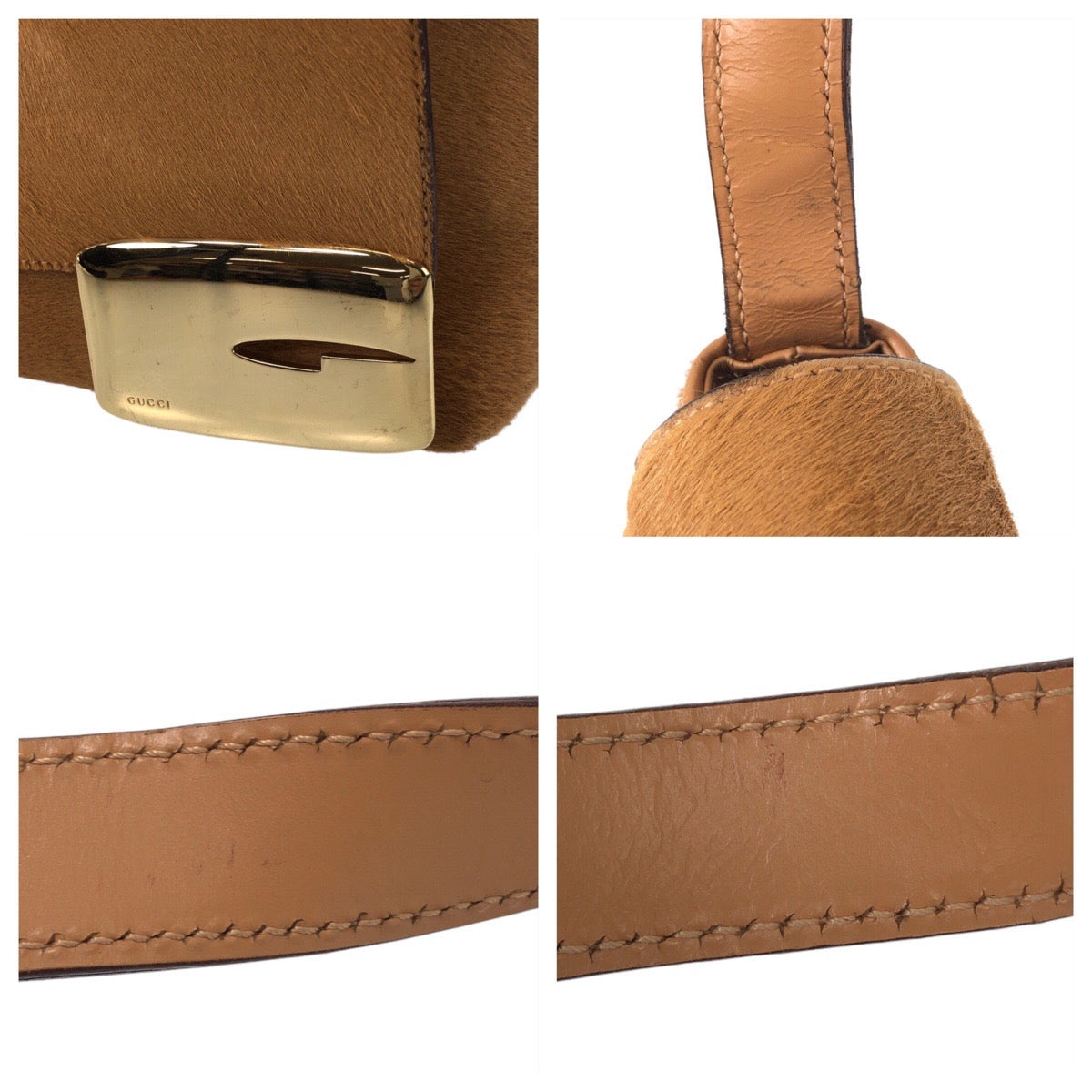 GUCCI Shoulder Bag 001 3444 1812 Harako Camel Gold Metal Women Used