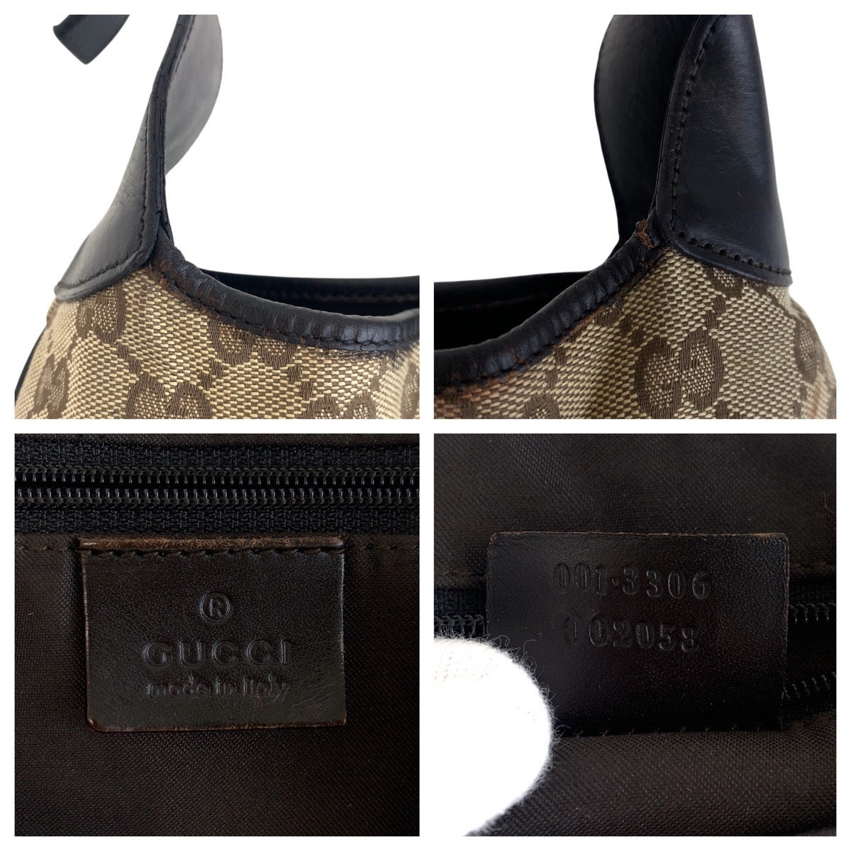 GUCCI Shoulder Bag 001 3306 GG canvas, leather Brown Jackie Shelly Line Women Used
