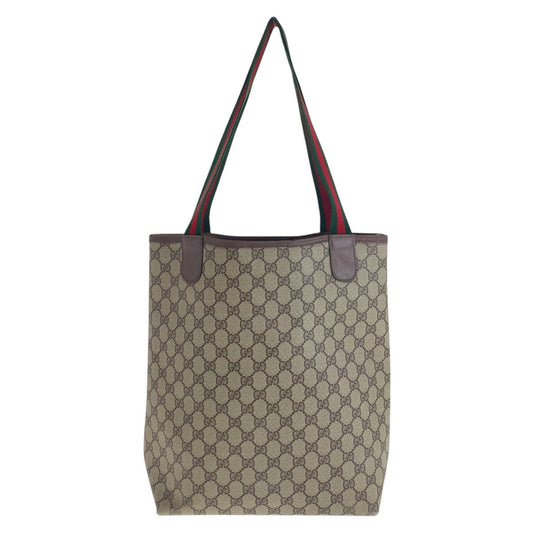 GUCCI Tote Bag 39 02 003 GG Supreme canvas, leather Brown Tote Bag Shoulder Bag Old Gucci Shelly Line Interlocking Women Used