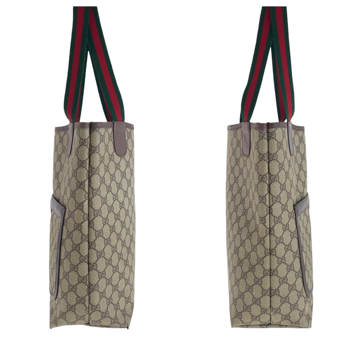 GUCCI Tote Bag 39 02 003 GG Supreme canvas, leather Brown Tote Bag Shoulder Bag Old Gucci Shelly Line Interlocking Women Used